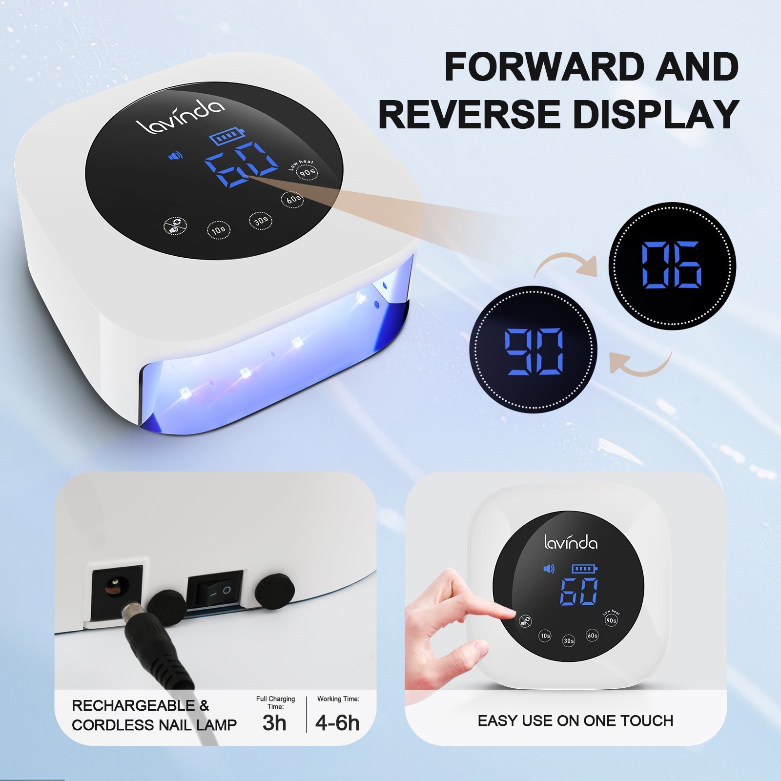 Crown™ Nail Lamp - White - 54W Rechargeable UV/LED