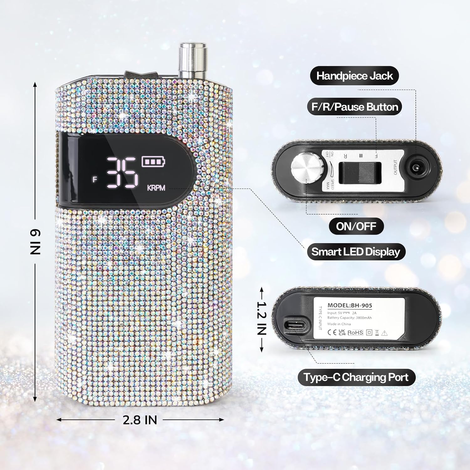 Crown™ Nail Lamp & Wand™ Nail Drill Bundle – Crystal Diamond