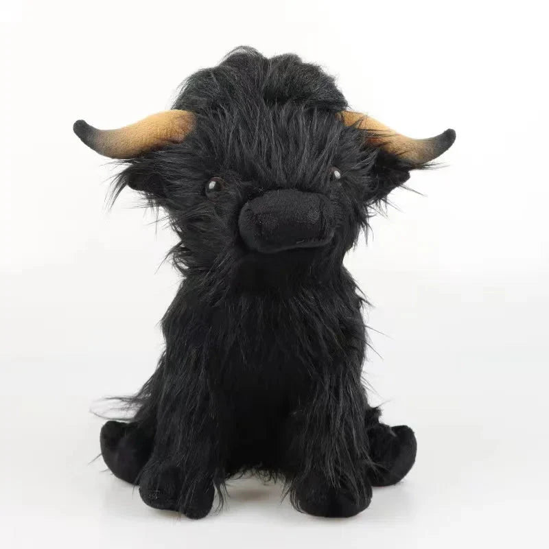 Highland Cow Plush Toy - Adorable Realistic Stuffed Animal with Long Fluffy Hair, Soft Cuddly Gift for Kids, Children & Collecto